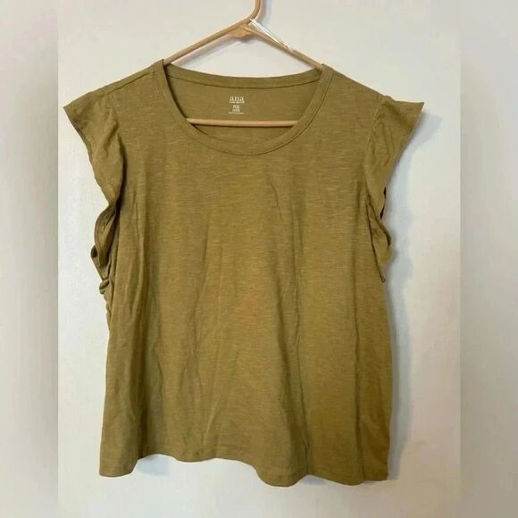 New A.N.A Flutter Sleeve Top | Color Khaki Olive | Petite XXL - Picture 1 of 6